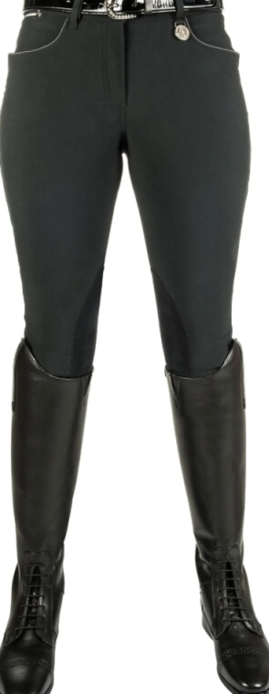 Cavallino Marino by HKM Softshell Reithose-Arctic- Clarino Kniebesatz