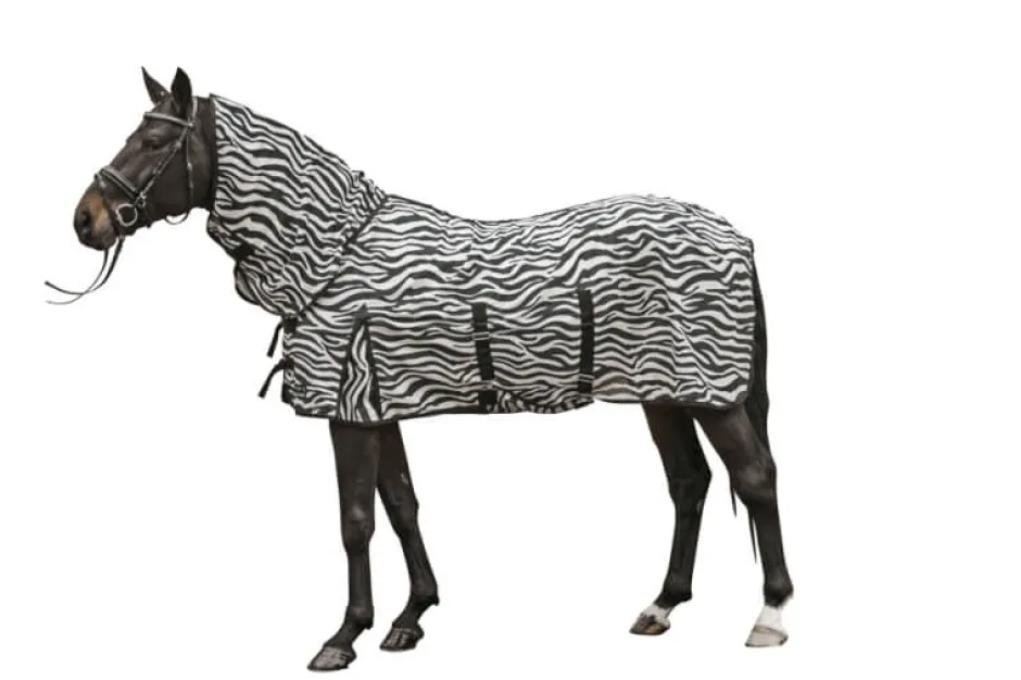 HKM Fliegendecke mit Halsteil -Zebra- mit Bauchlatz