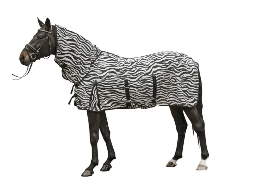 HKM Fliegendecke mit Halsteil -Zebra- mit Bauchlatz