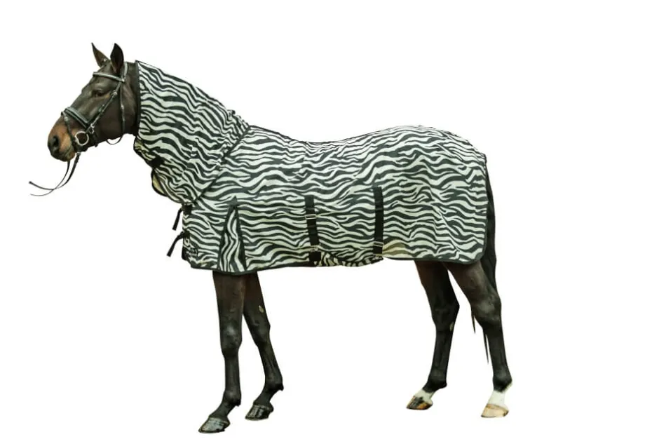 HKM Fliegendecke mit Halsteil -Zebra- mit Bauchlatz