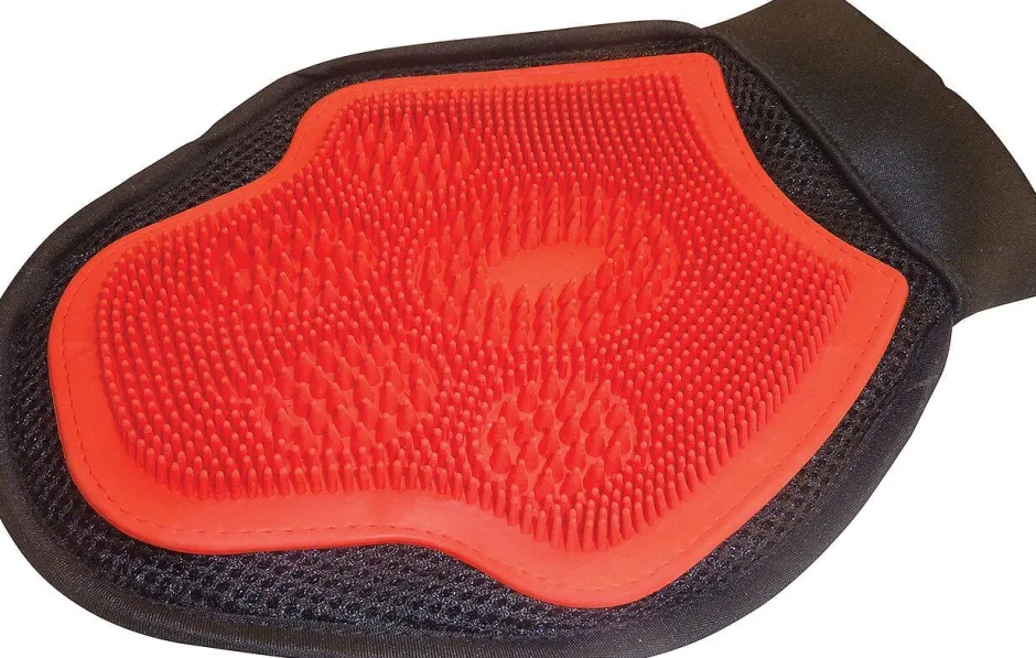 Striegel-und Putzhandschuh, rot